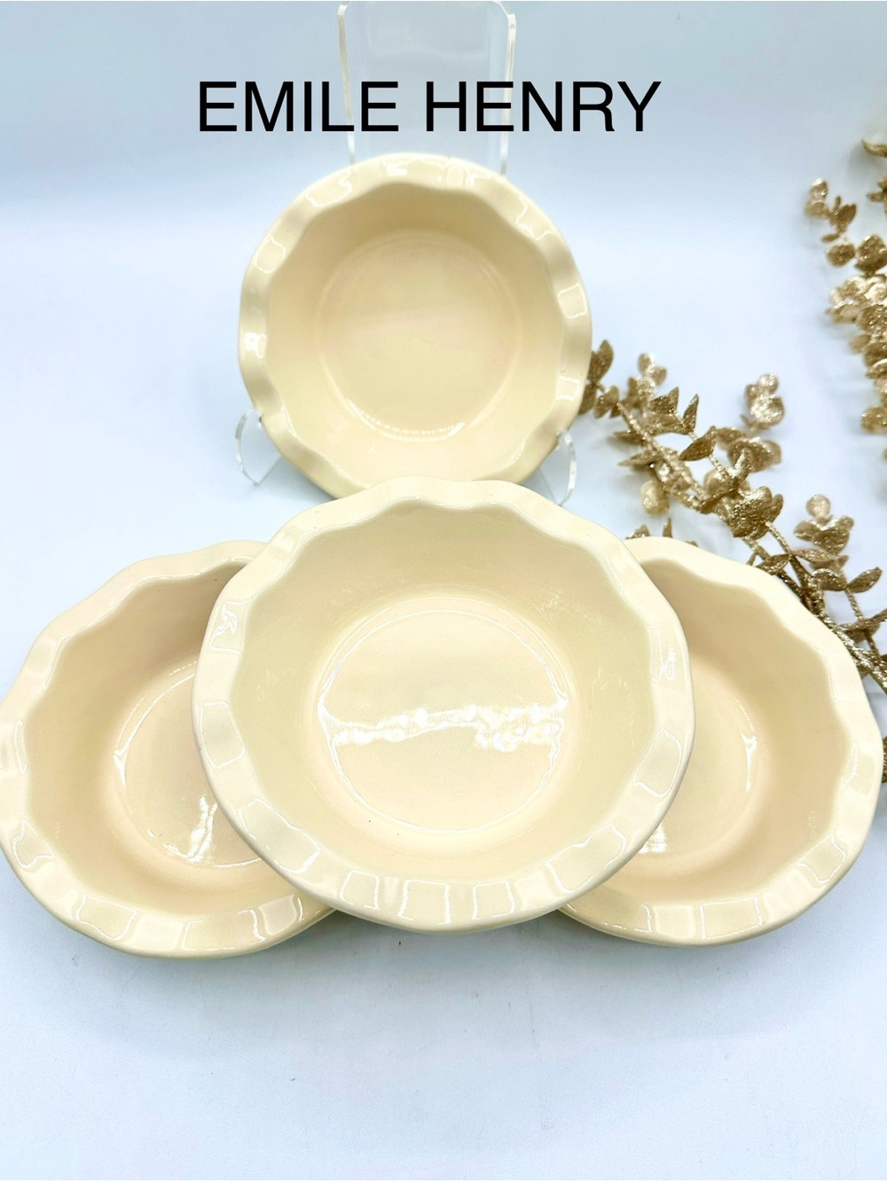 Set of 4 Emile Henry mini pie plates. Made in France. See pictures